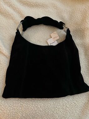 Free People Black Suede Hobo Bag